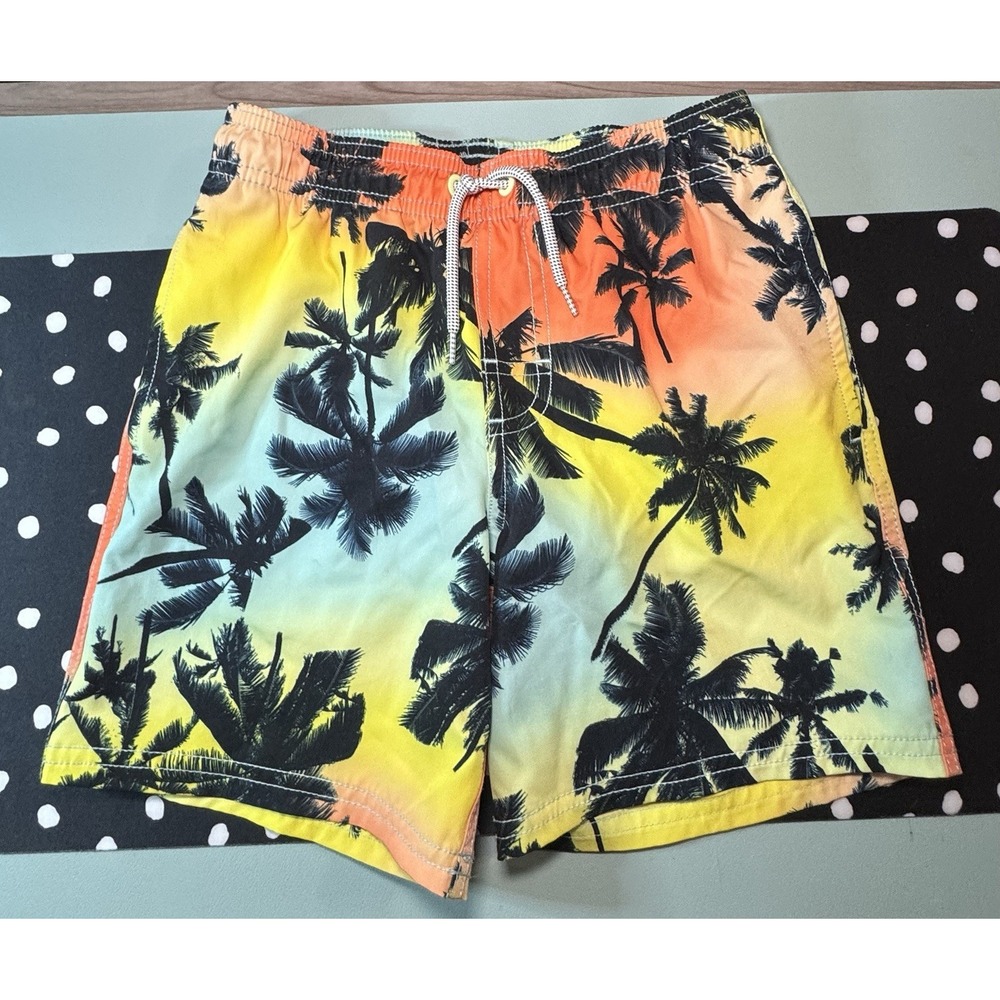 Wonder Nation Boys Swim trunks shorts tropical print multi color pockets M (8)